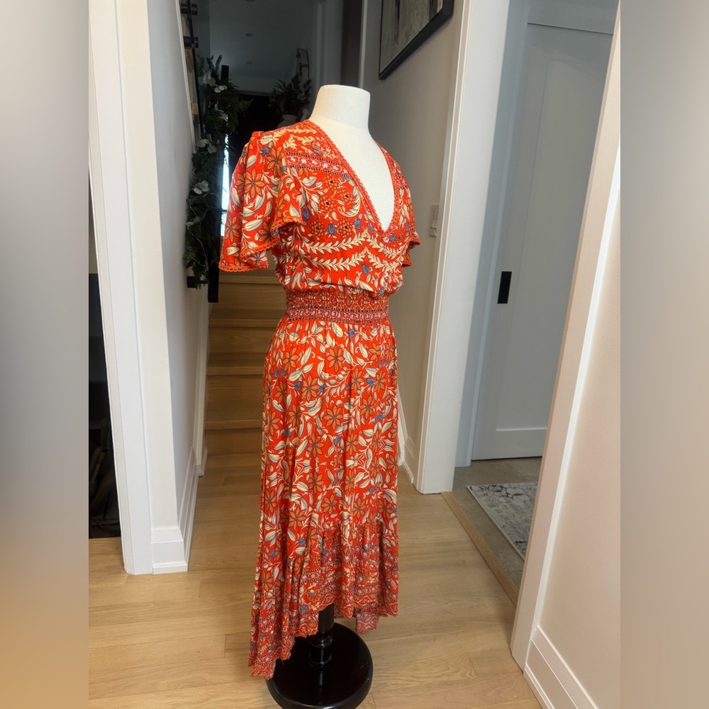 Anthropology Abel The Label Elegant Floral V-Neck Asymmetrical Dress S - Picture 3 of 10